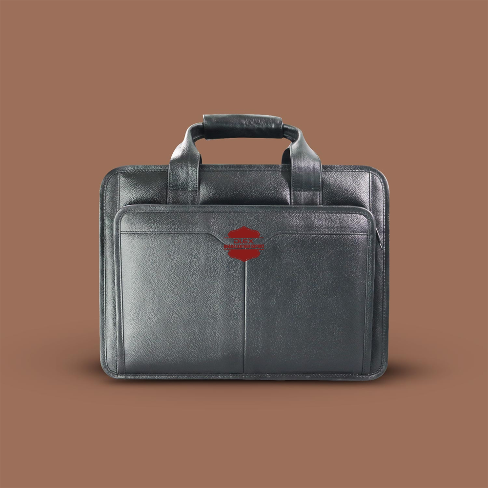 Leather Office Bag - B-27 - Black