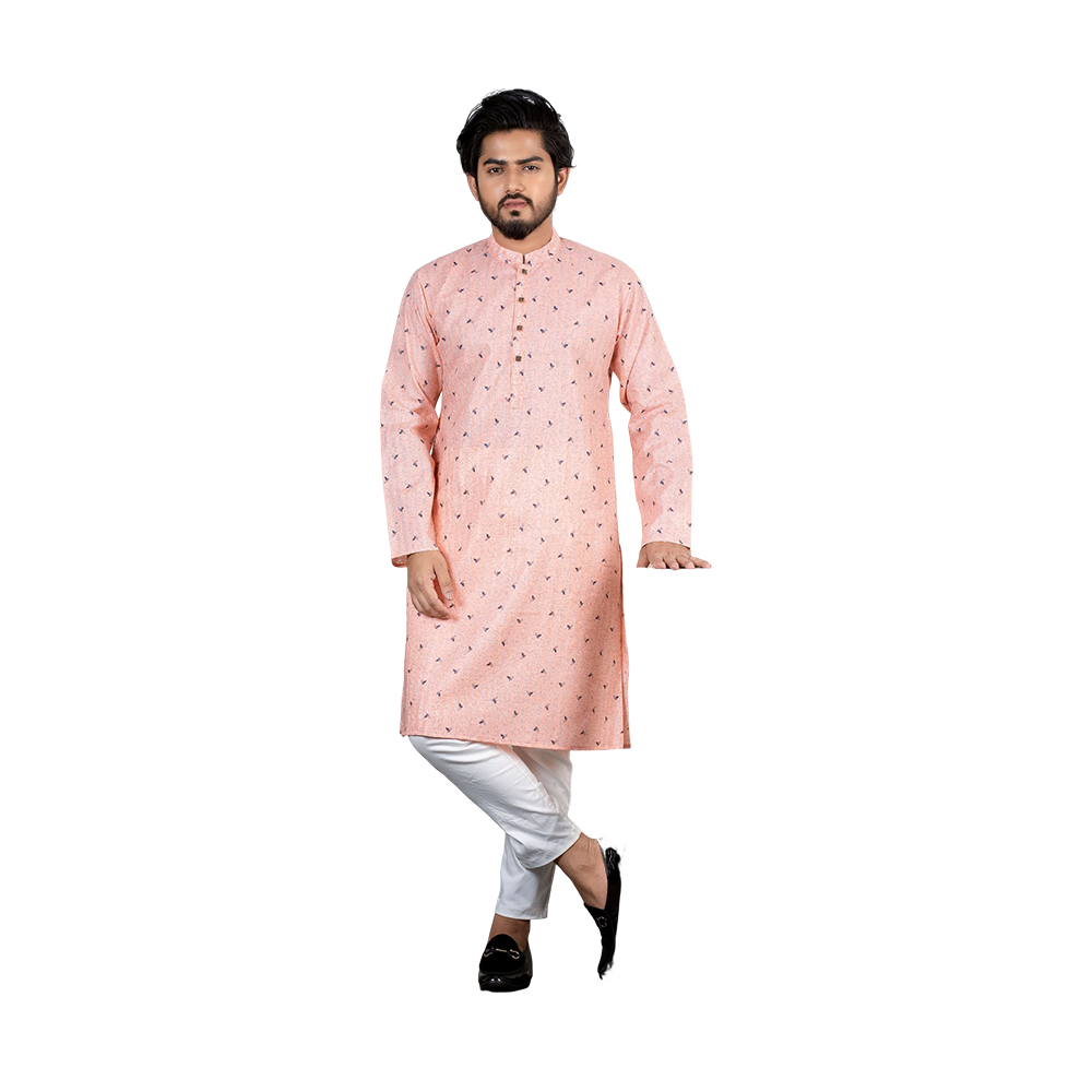 Casual Cotton Panjabi For Men - Baby Pink