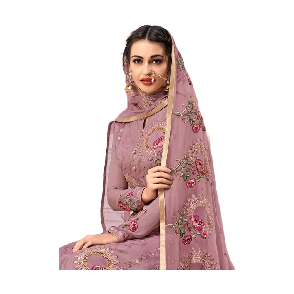 Three Pcs For Women Georgette and Butter Silk - Light Purple