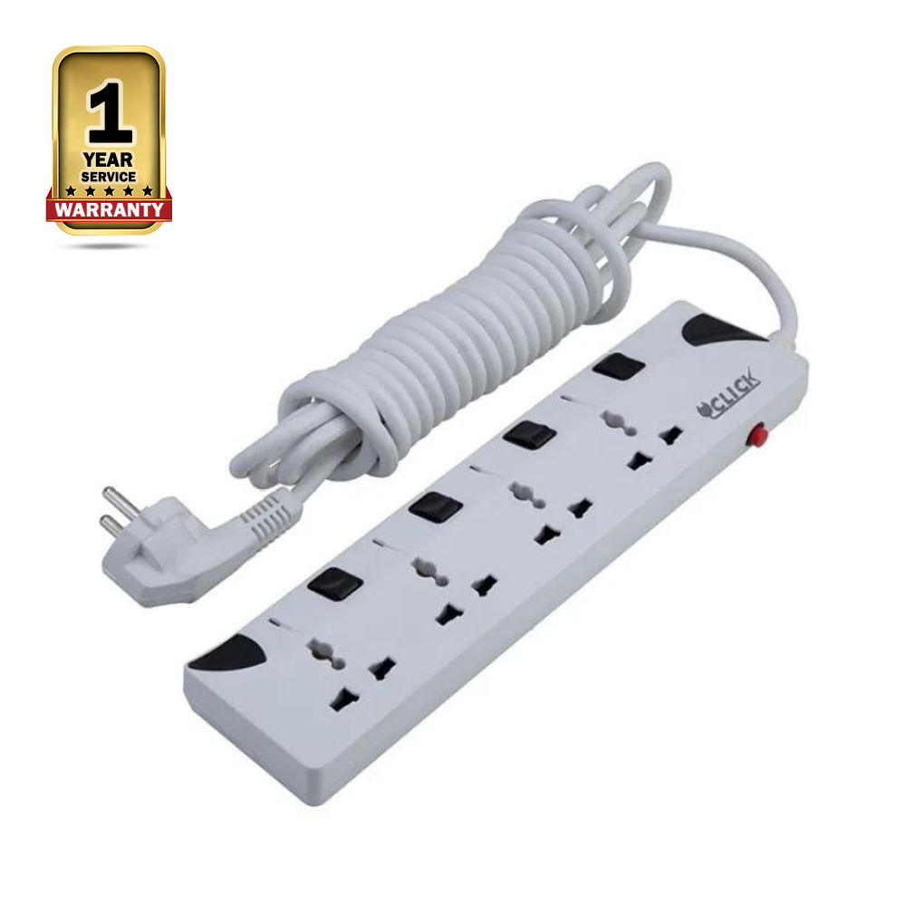 Click 3 Socket 3 Pin Multiplug - White - 901491