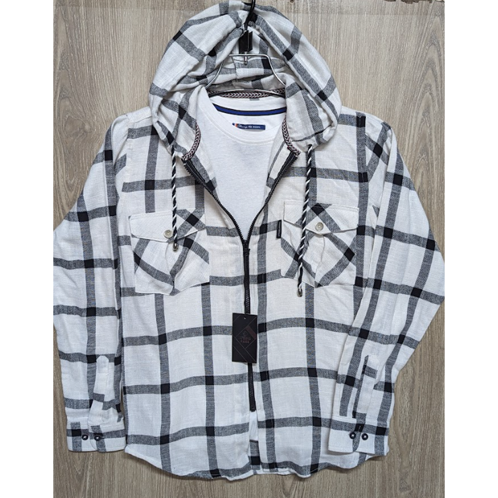 Flannel Cotton Hooded Shirt - Multicolor - SP0005