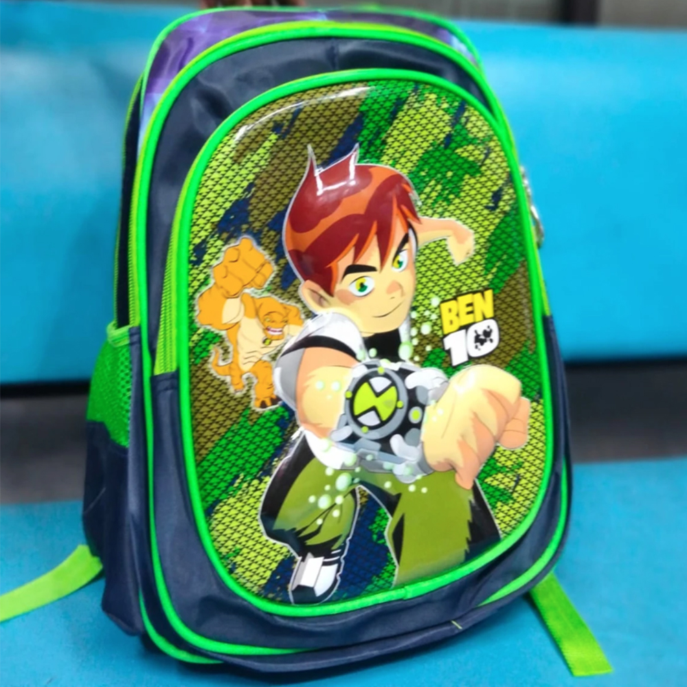 Polyester Ben Ten School Backpack For Kids Green 14.5 Inch