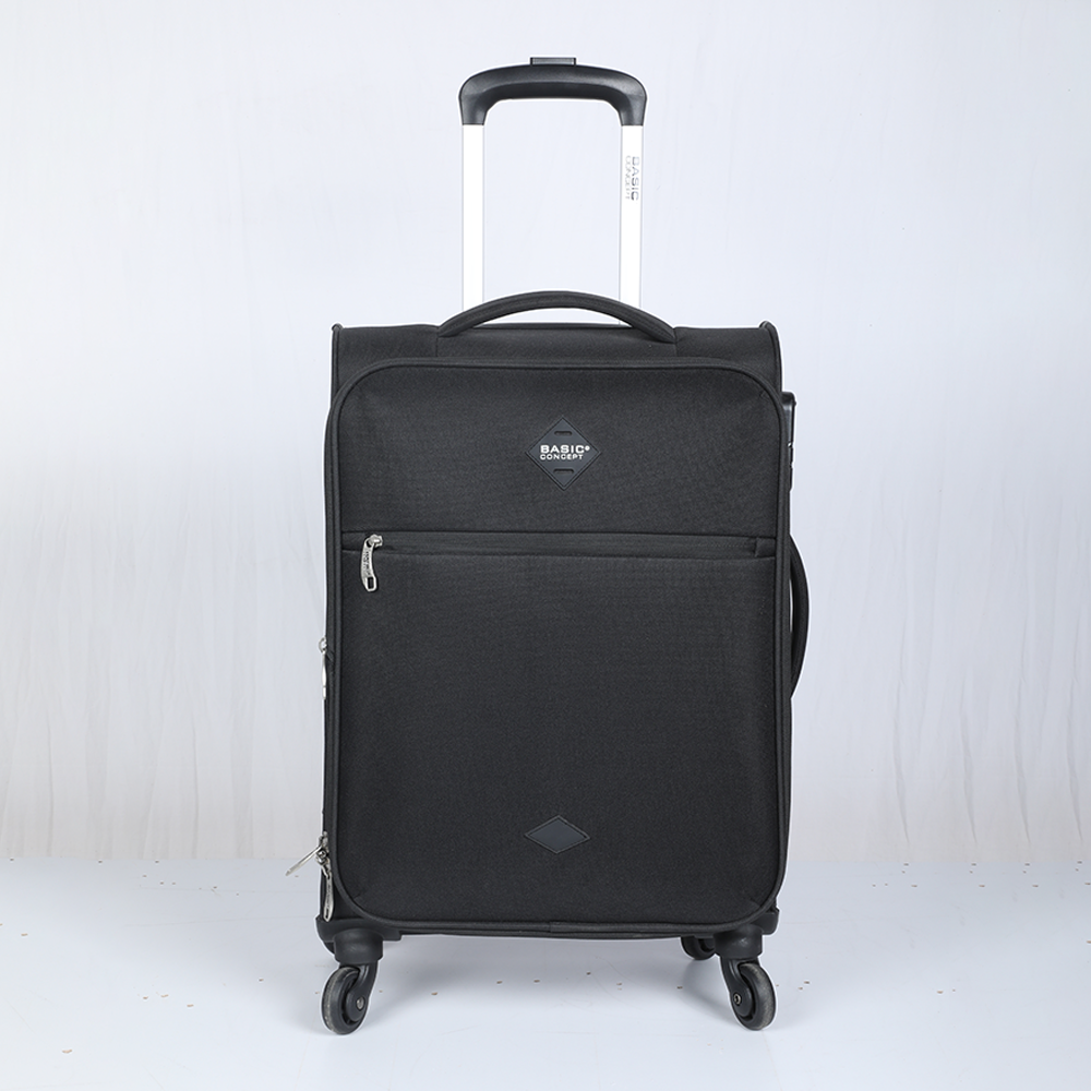 Basic Concept Soft Shell Trolly Travel Bag Black 28 Inchs