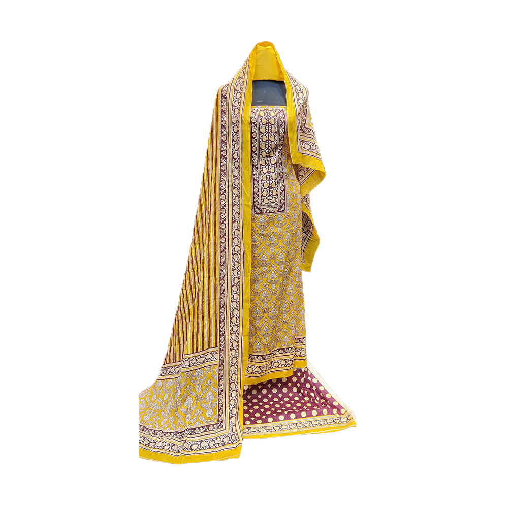 Proud PL-SL00041 Unstiched Cotton Digital Print Lawn Salwar Kameez For Women - Yellow