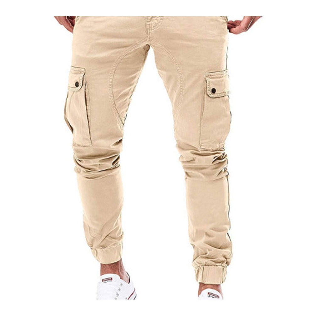 Twill Cotton Slim Combat Cargo Pant for Men - Khaki