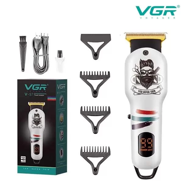  VGR V-699 Salon Series Professional Digital Display Cordless Hair Clipper- White