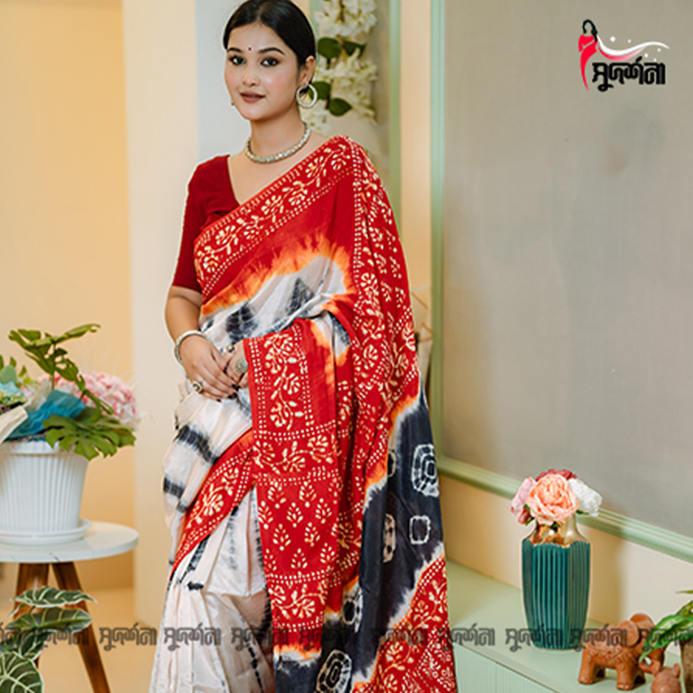 Vegetable Silk Batik Saree - 019