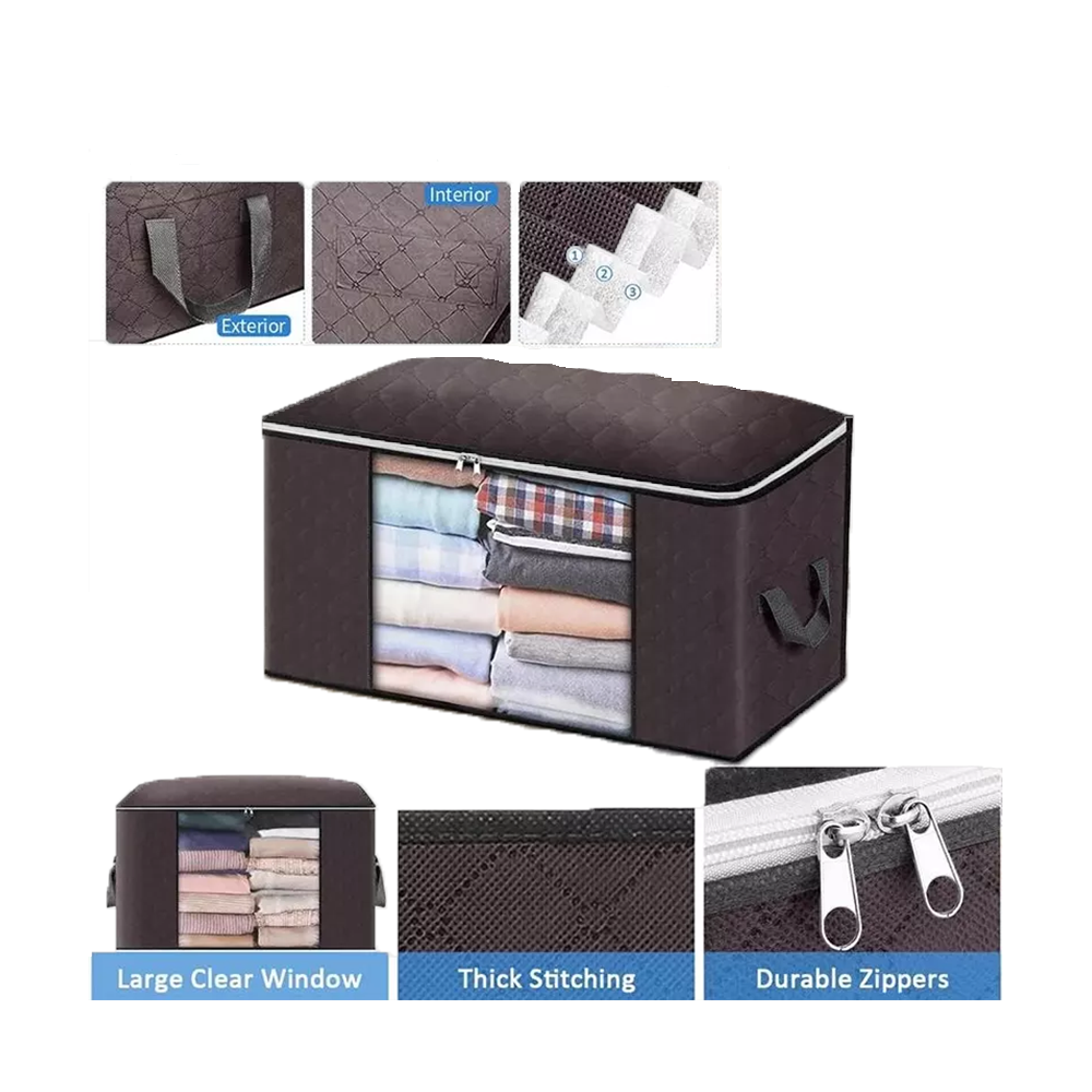 Foldable Clothes Organizer and Storage Bag - Black