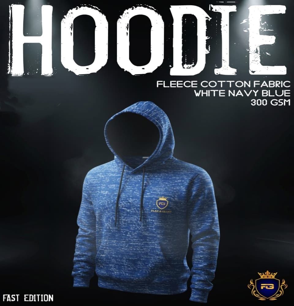 Basic Winter Hoodie- White Navy Blue