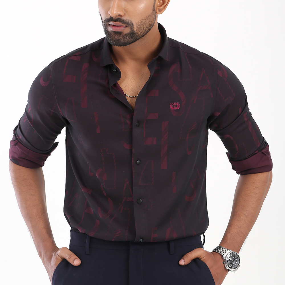 Bamsilk Fabrics Full Sleeve Formal Shirt For Men - Marron - Ab-8171