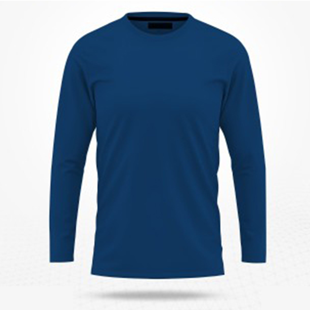 Cotton Full Sleeve Solid T-Shirt For Men - Blue