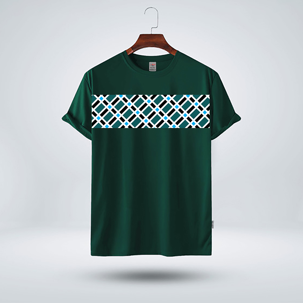 Cotton Printed Half Sleeve T-Shirt for Men - Green