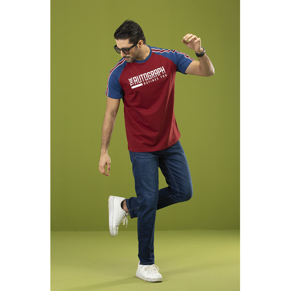 Cotton Round Neck T-Shirt for Men - Maroon - RN-02