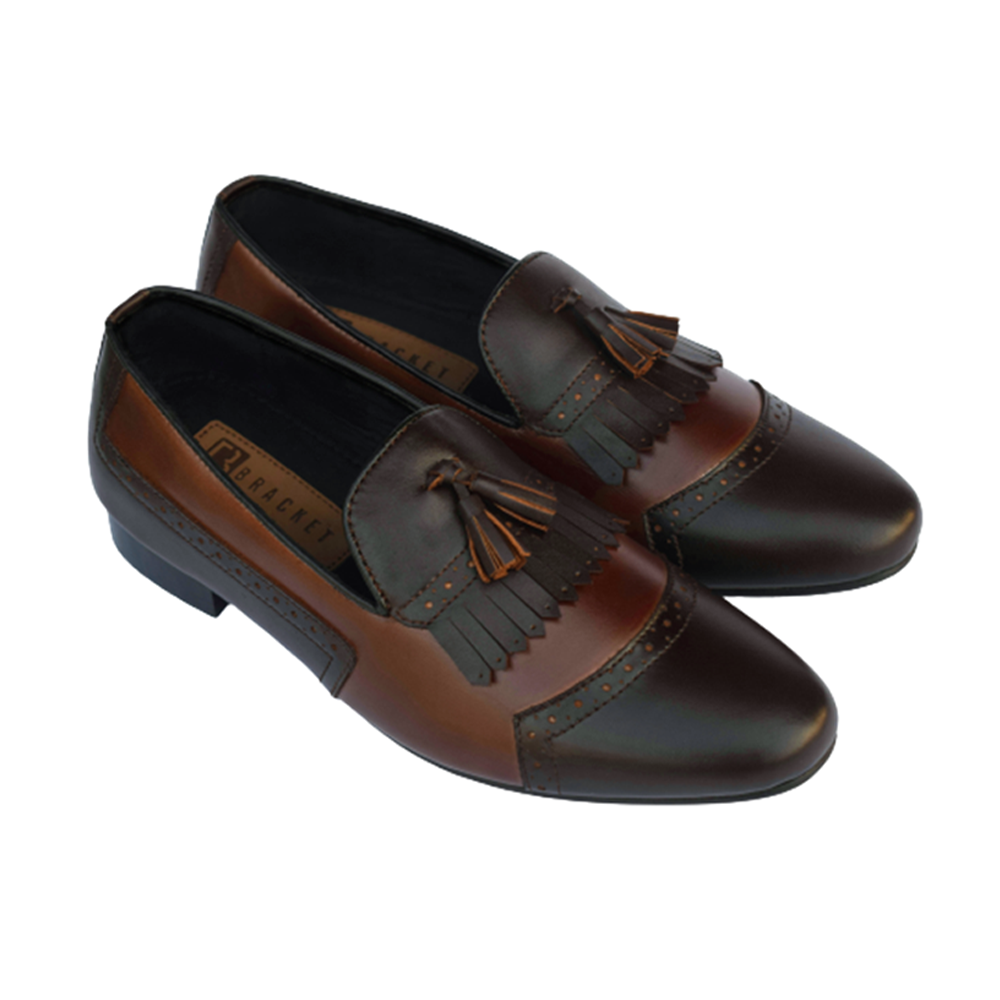 Bracket Tassel Loafer Leather Shoe for Men - TLS 03