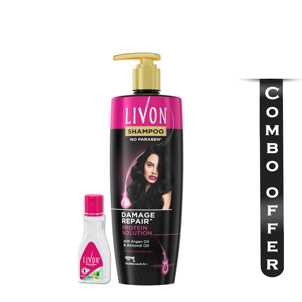 Combo Of Livon Damage Repair Protein Shampoo - 300ml With Livon Hair Serum - 18ml - EMB091