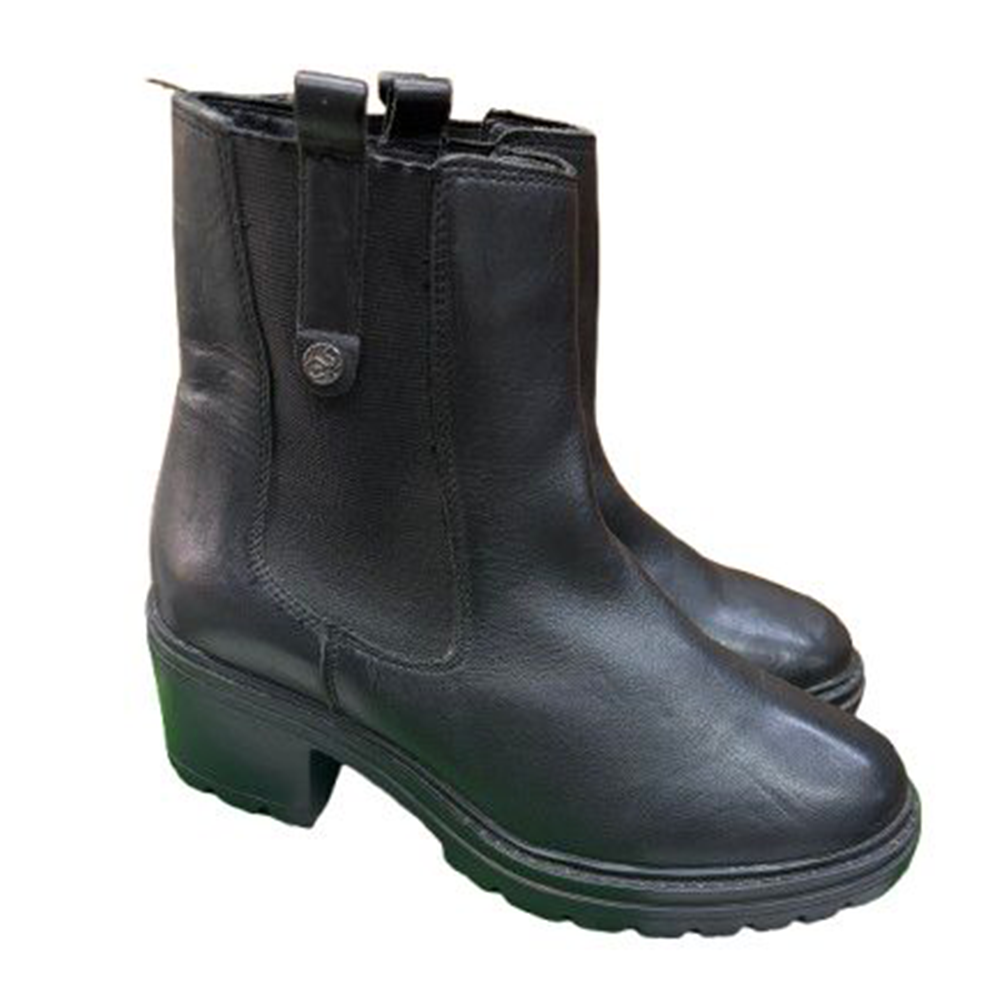 High Heel Leather Boot for Women - Black - 010