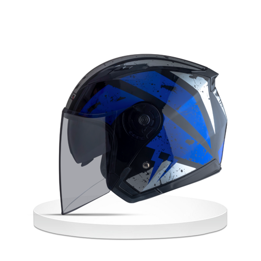 Torq Atom Leak Half Face Helmet - M Size - Glossy Blue and Black - APBD1019