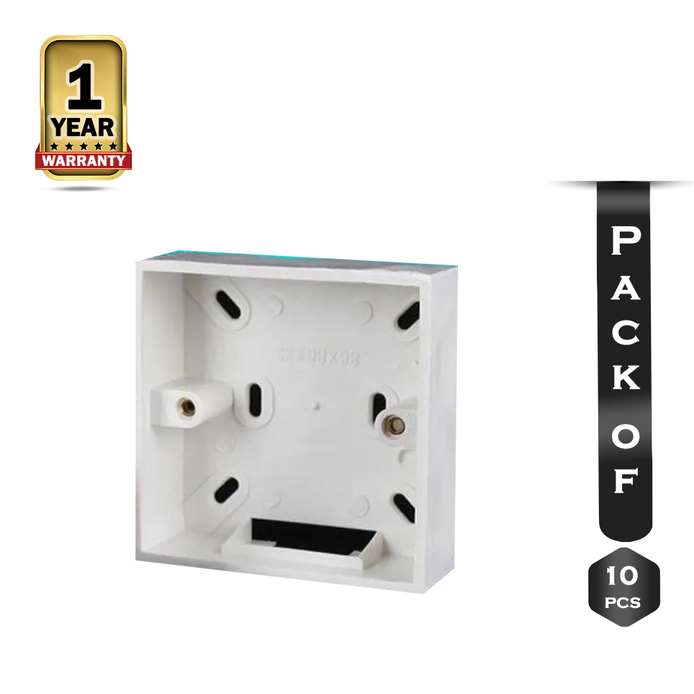 Set Of 10Pcs PVC Heavy Duty Mk Type 1 Gang Wall Switch Back Cover Box - White