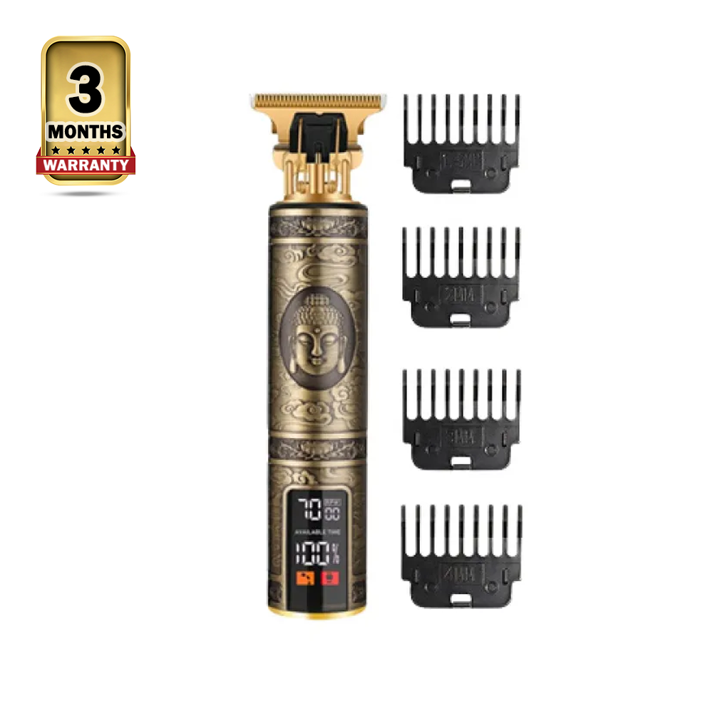 Vintage T9 Electric Professional Hair Clipper LCD Display Trimmer - Golden