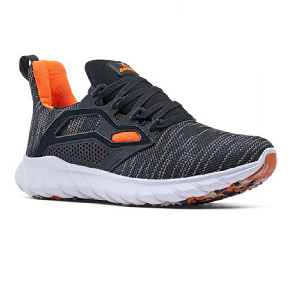 Ajanta Impakto Jacquard Sports Shoes for Men - Ash and Orange - SSG 4022-9