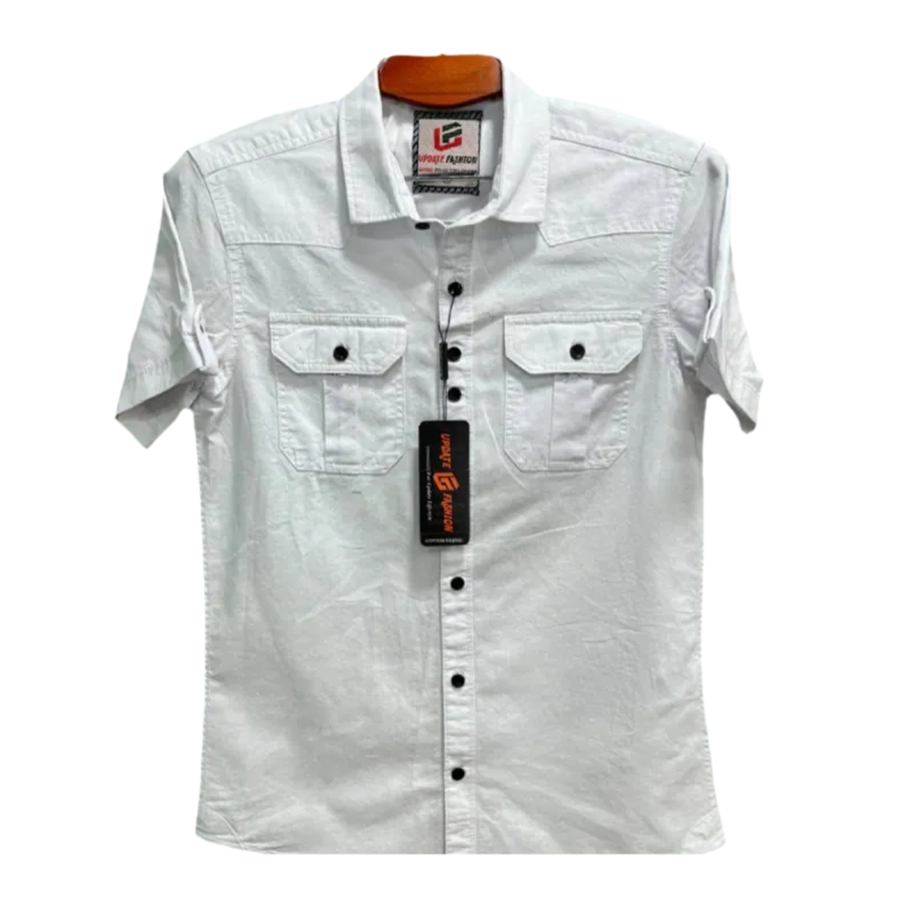 Cotton Half Sleeve Casual Shirt For Men - White