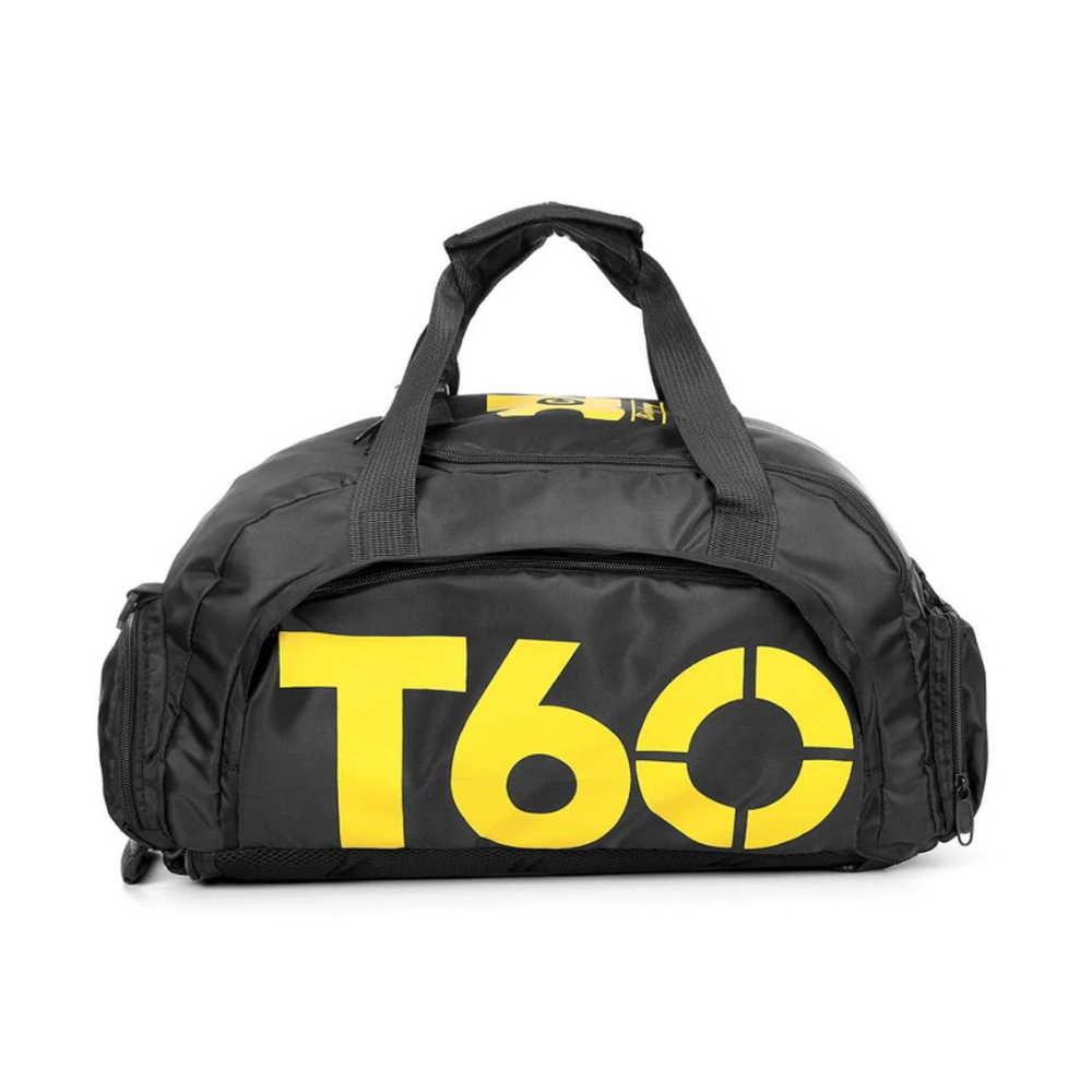 Gym Dufflepack Bag Backpack - Black & Yellow