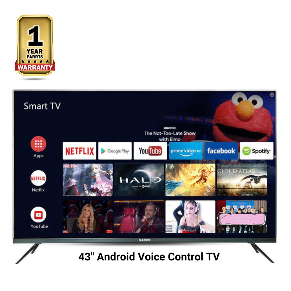Hamim General Flag Voice Control Android Smart TV - 43 Inch - Black 
