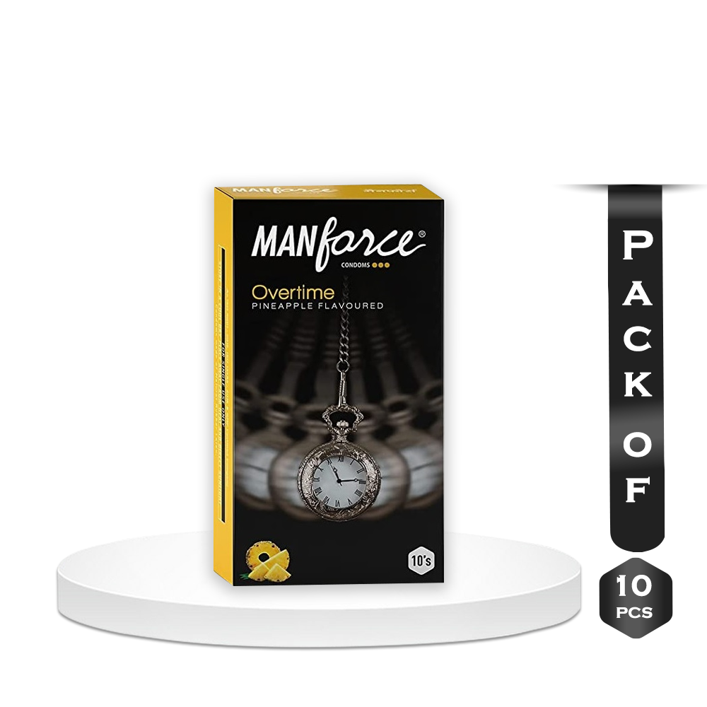 Pack of 10 Pieces Manforce Overtime Pineapple 3 in 1 Condoms