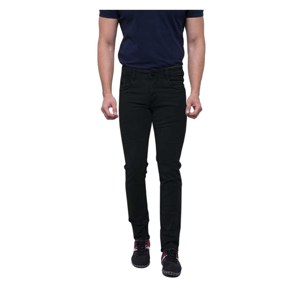 Cotton Semi Stretch Denim Jeans Pant For Men - Deep Black - NZ-13028