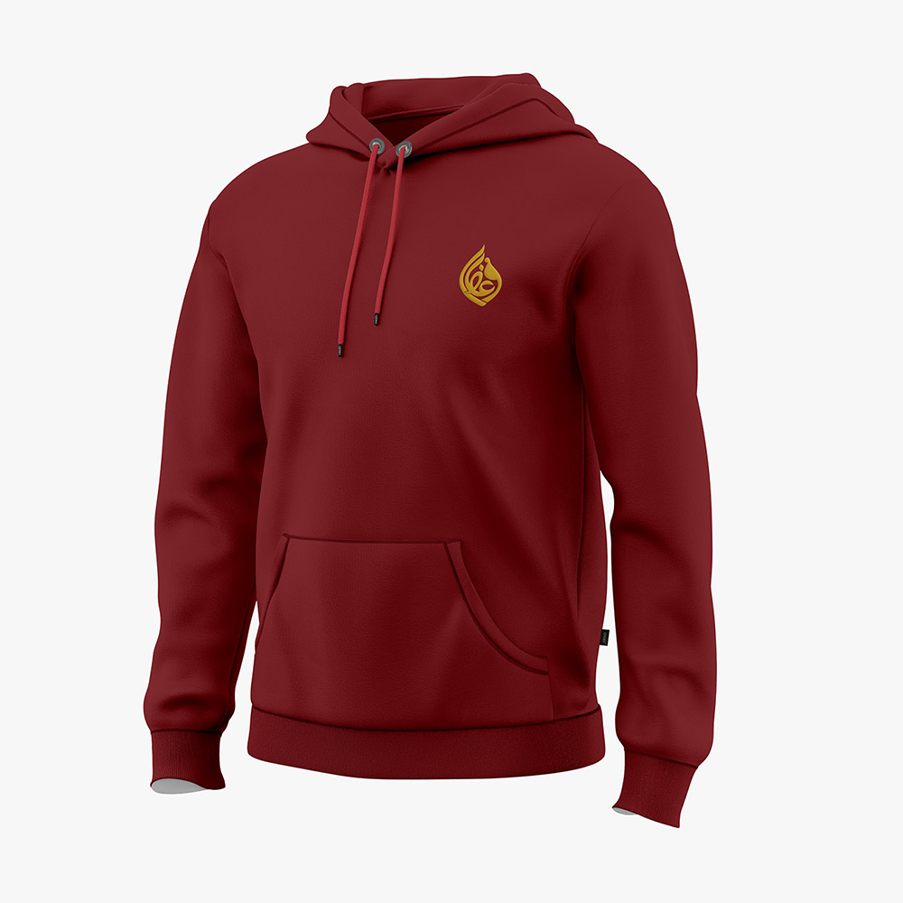 Owais Cotton Full Sleeve Hoodie - OM-0122 - Pomegranate