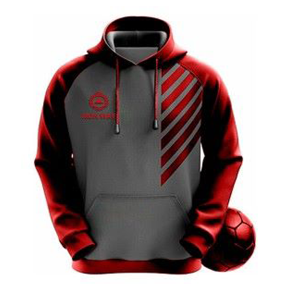 Cotton Hoodie For Men - Red and Ash - H-184