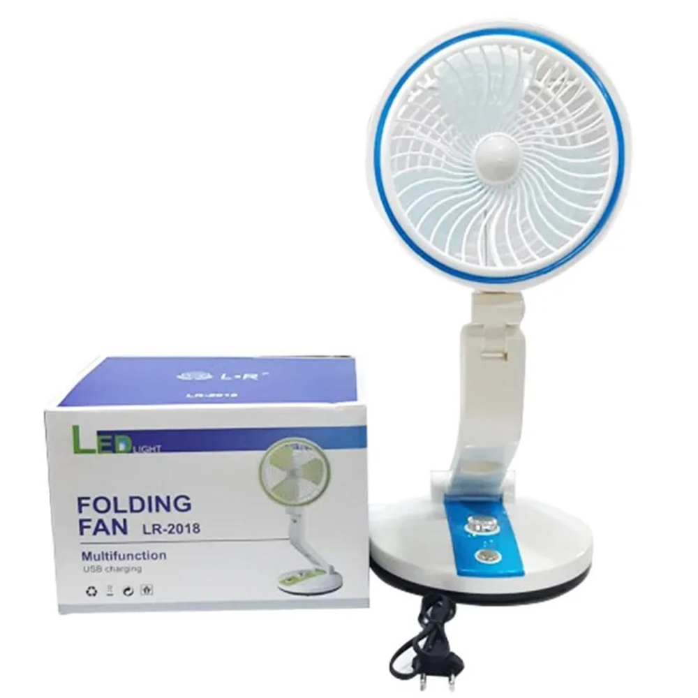 Multifunction Rechargeable Folding Fan With LED Light - Multicolor