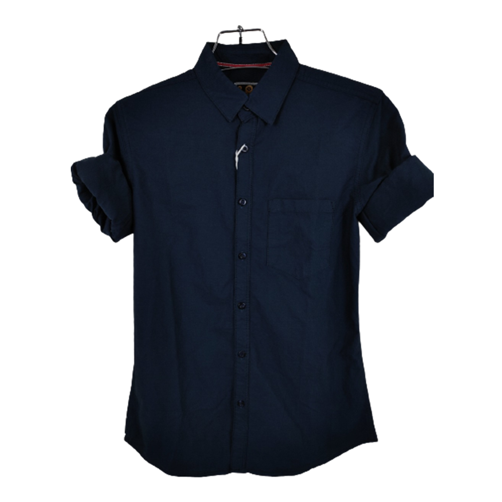 Oxford Cotton Full Sleeve Shirt For Men - Navy Blue - OP79