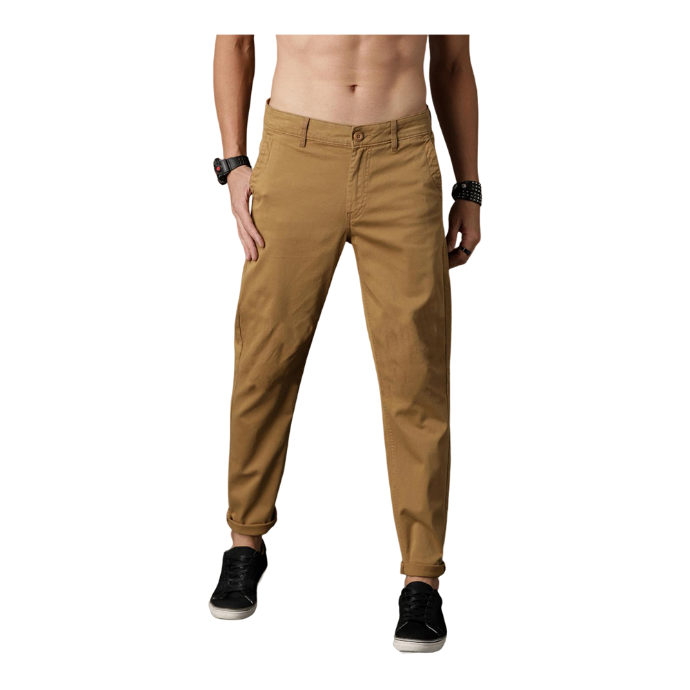 Cotton Chinos Gabardine Pant For Men - Khaki - NZ-3152