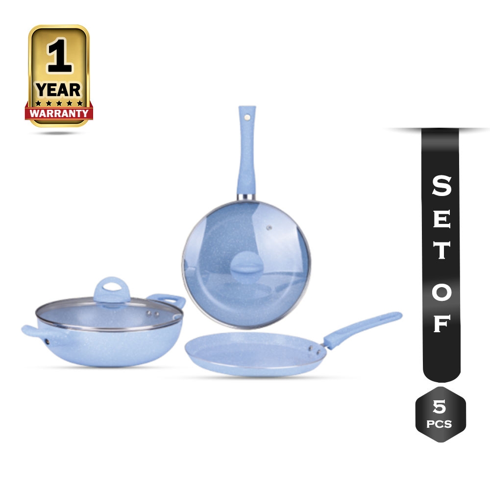 Gazi SF 2201-5C Non-Stick Cookware Set - 24 Cm - Sky Blue