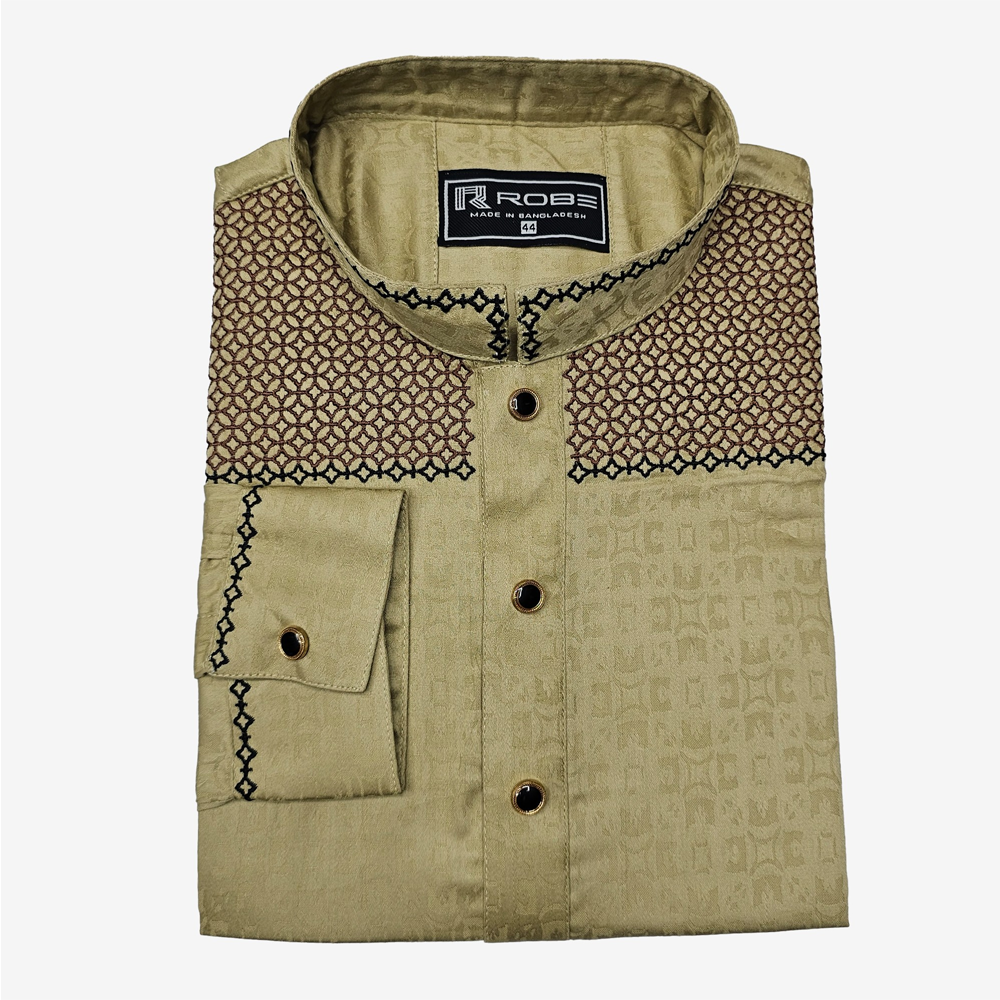 Indian Cotton Embroidery Panjabi For Men - Multicolor - 7618