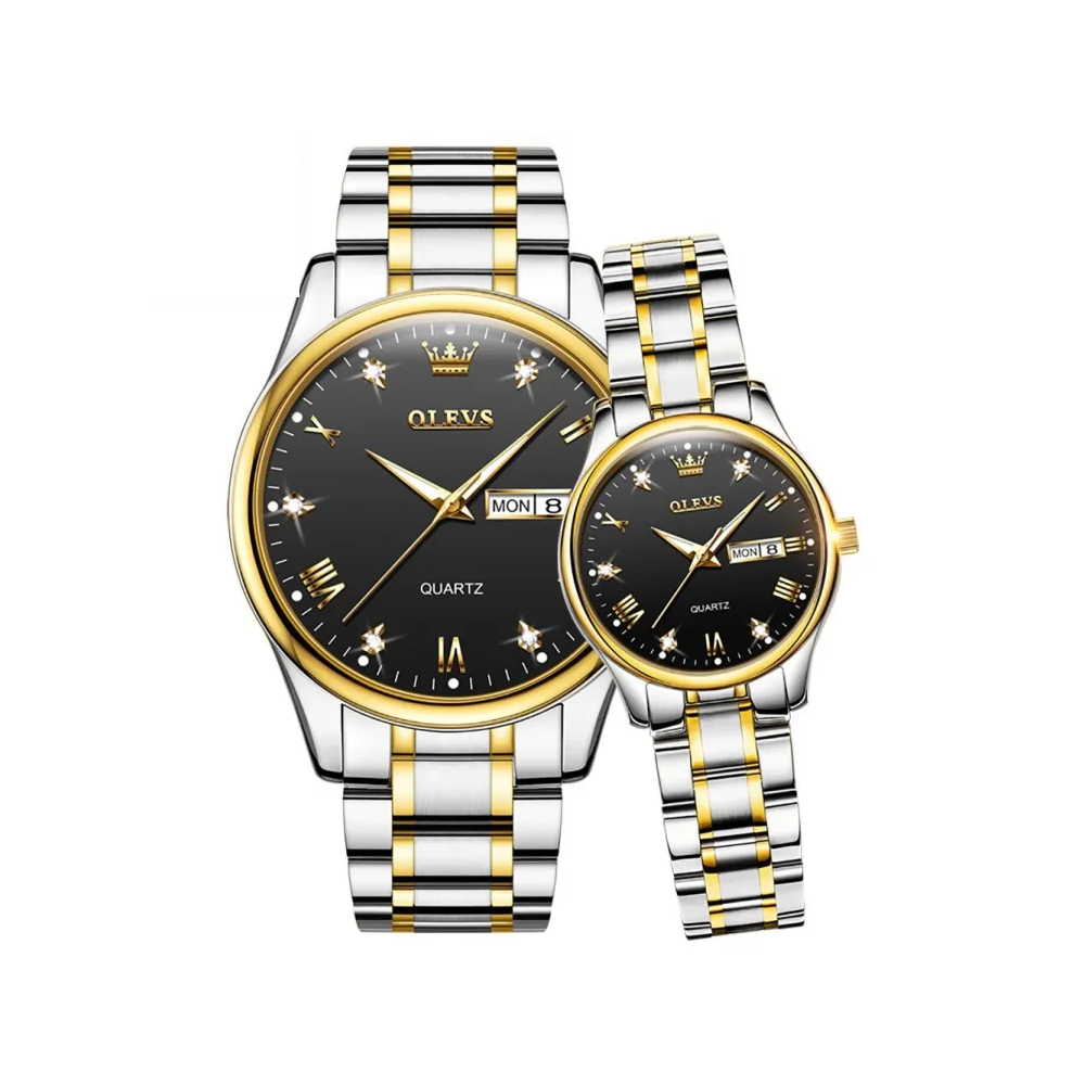 Olevs 5563 Stainless Steel Quartz Wrist Watch for Couple 