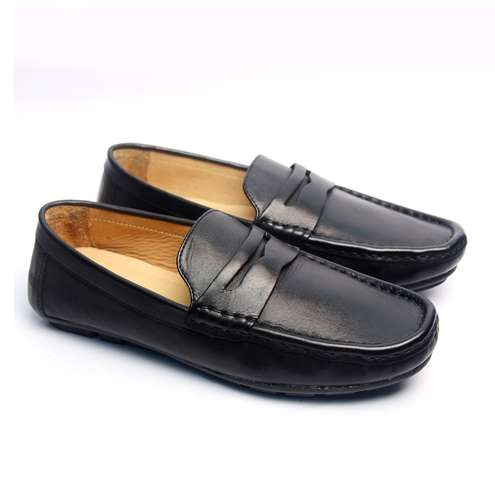 Leather Loafer For Men Black MLI97
