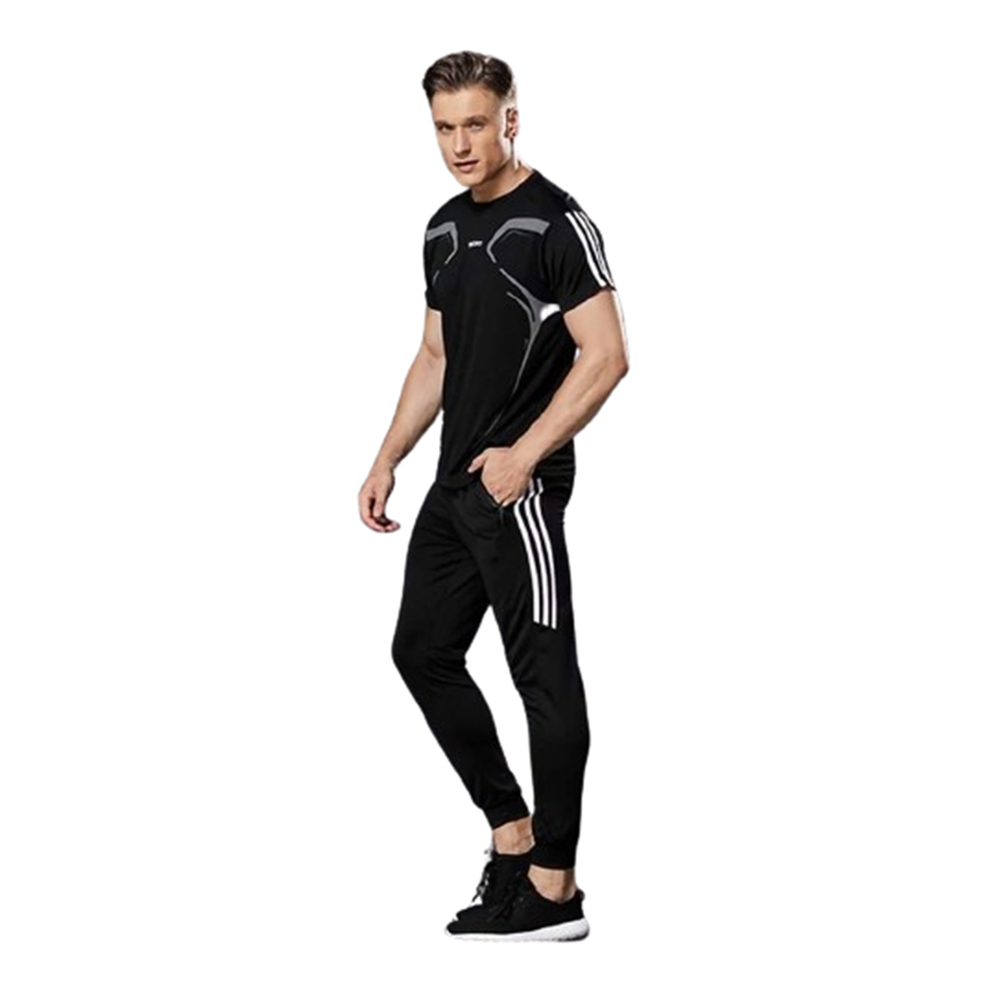 PP Jersey Full Sleeve T-Shirt With Trouser Full Track Suit - Black - TF-64