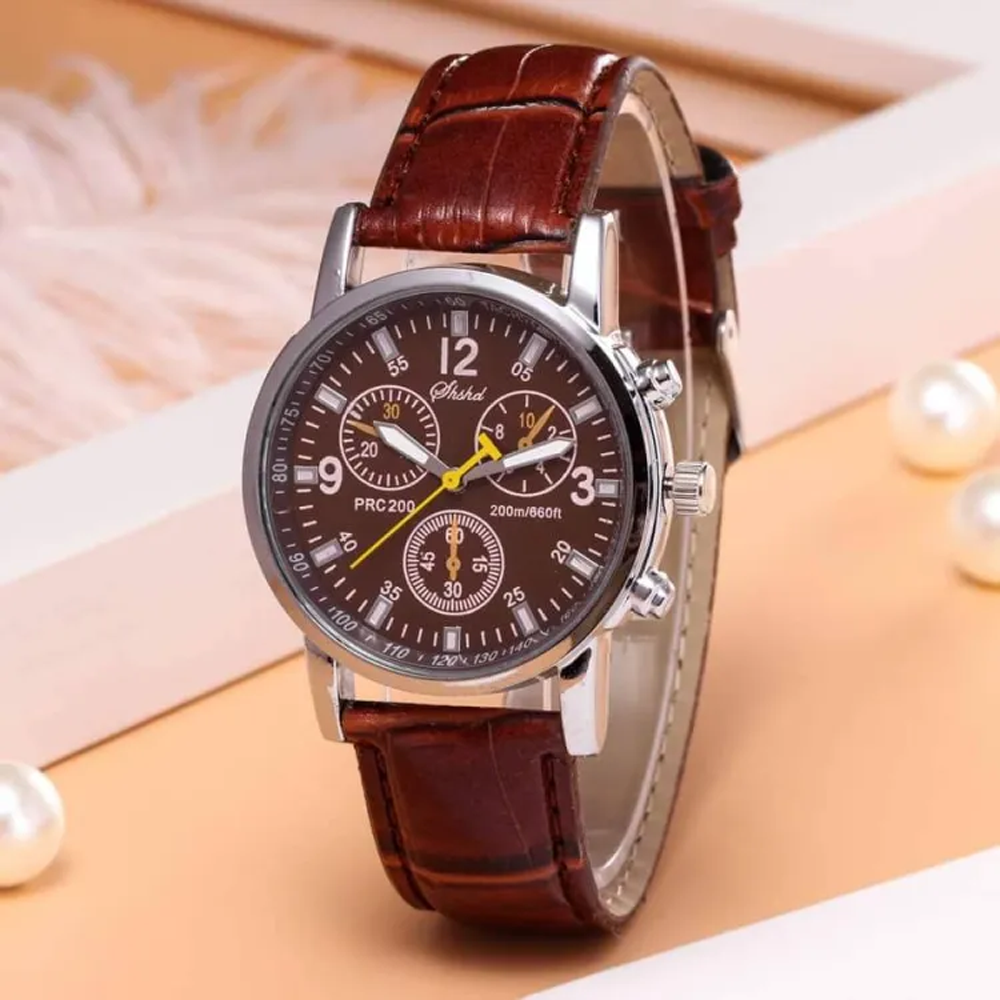 Simple Analog Wrist Watch For Men - Brown 