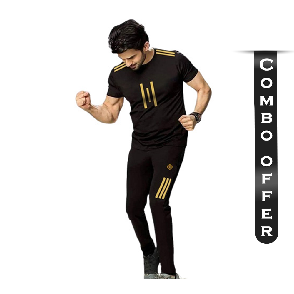 Combo of PP Jersey Full Tracksuit Set - Black - TF-01