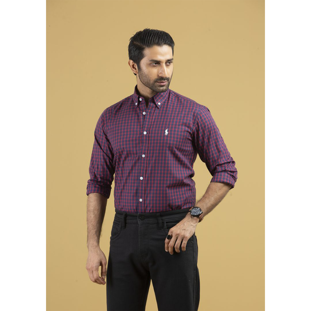 Cotton Full Sleeve Casual Shirt for Men - Black And Red - SCK-12