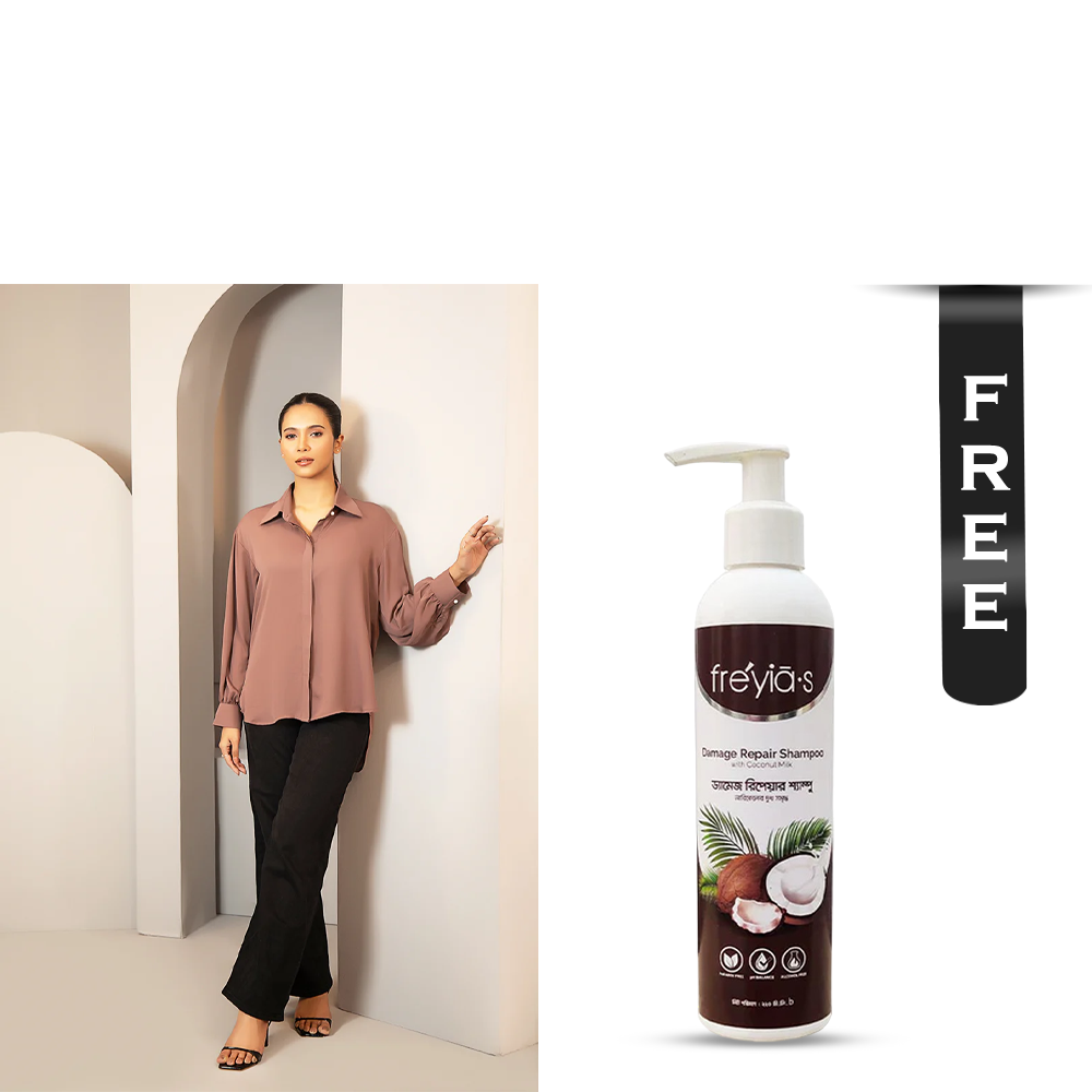 Buy Cherry Georgette Shirt for Women - 1223 000278 - Mauve and Get Freyias Damage Repair Shampoo with Coconut Milk - 220ml Free