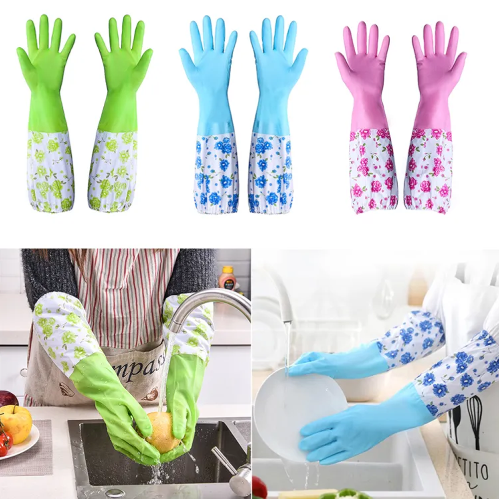 Silicone Dish Washing Kitchen Hand Gloves Multicolor