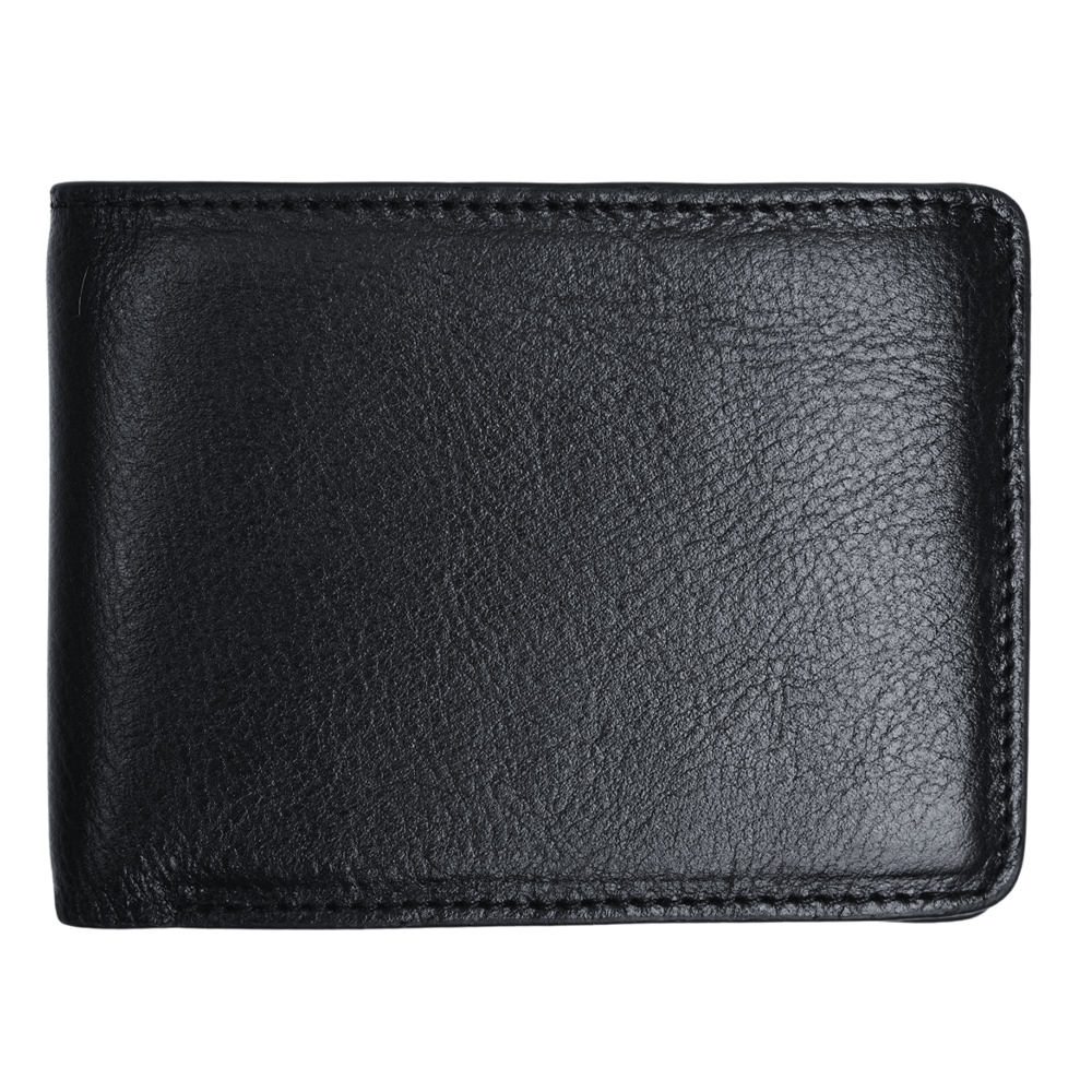 Zays Leather Bifold Short Wallet - Black - ZSW106