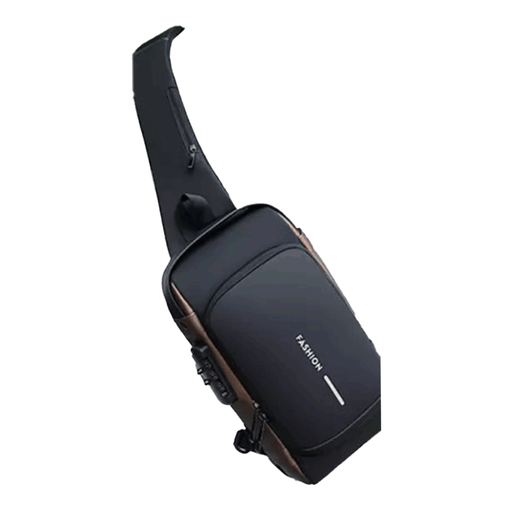 PU USB Crossbody Backpack for Men - Black