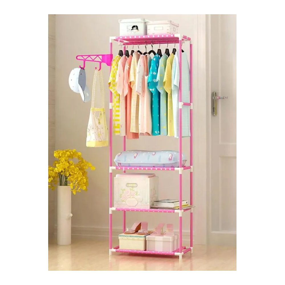 Wardrobe Plastic Coat Rack - Pink