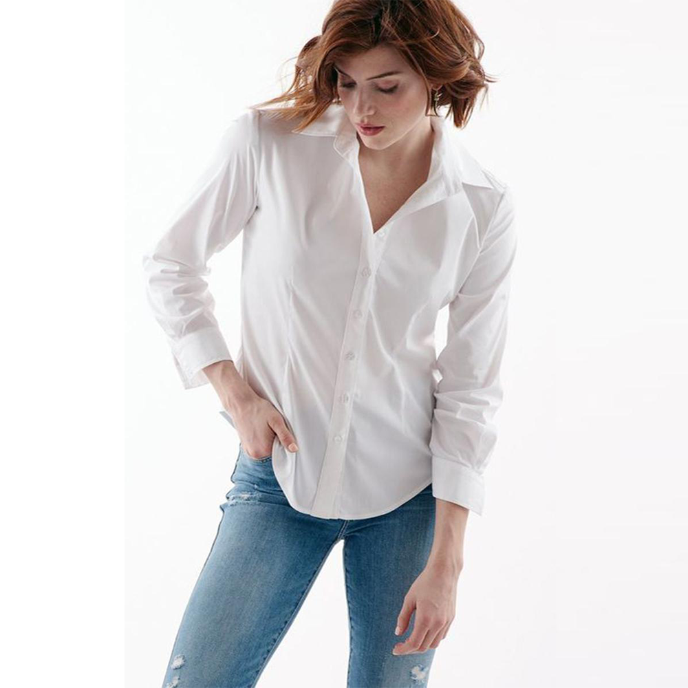 Cotton Full Sleeve Formal Shirt For Women - White - u3031