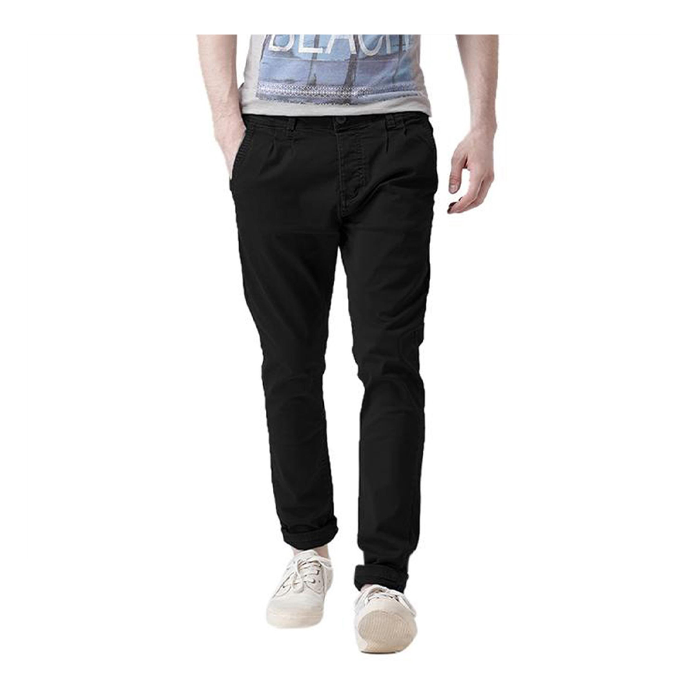 Cotton Chinos Gabardine Pant For Men - Deep Black - NZ-3155