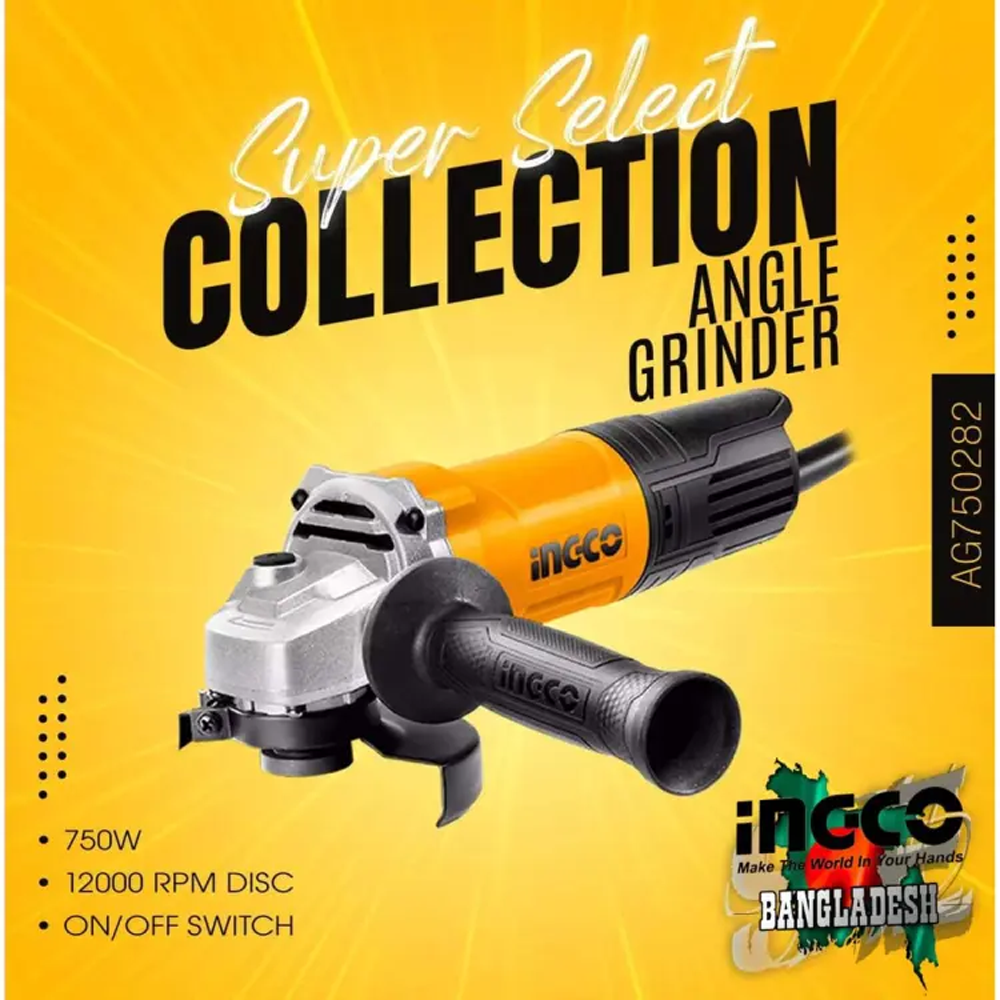 Ingco AG750282 Angle Grinder - 750W - 4 Inch